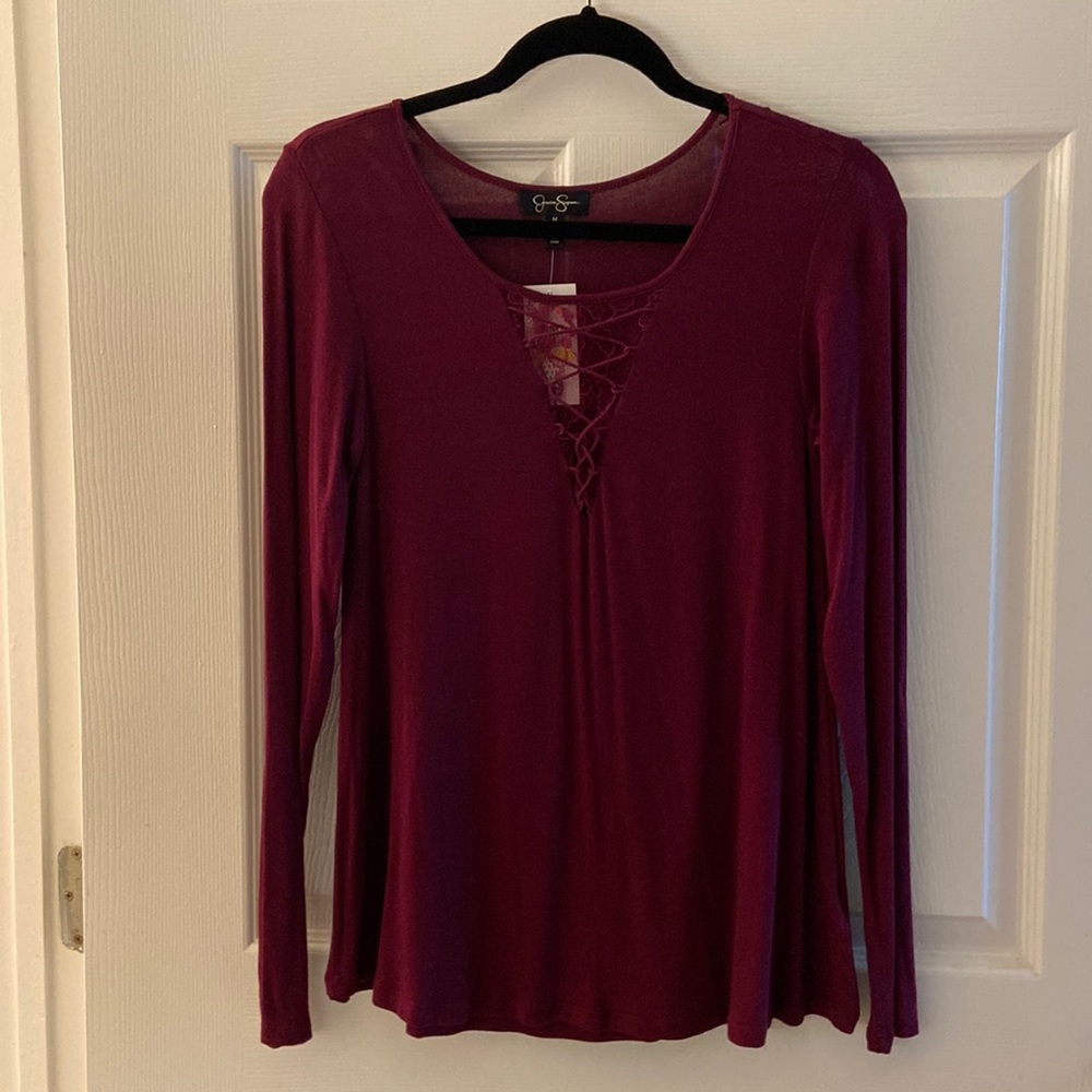 Jessica Simpson Maroon Long Sleeved Top